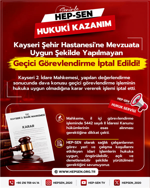 Kayseri Şehir Hastanesine Geçici Görevlendirme İptal Edildi